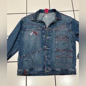 Unique one of a kind!!! Denim Jacket - with Red Accents & Rockawear details.. 3x